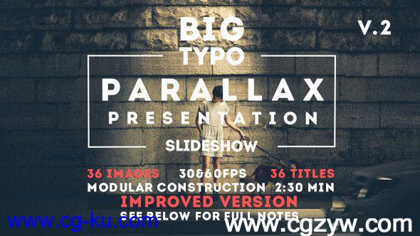 AE模板-立体感图形视觉效果图片切换滑动展示 VideoHive Big Typo Parallax Presentation的图片1