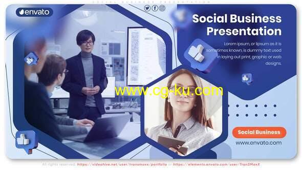 AE模板-社交网络企业公司业务演示视频宣传 Social Business Presentation的图片1