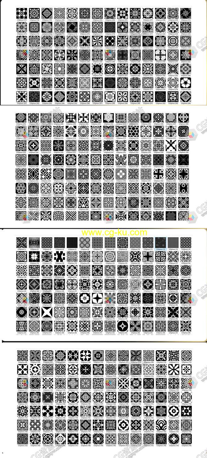 400个复古图案花纹材质贴图PNG格式的图片2