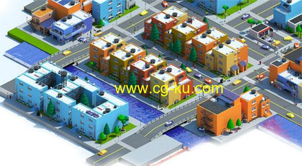 低多边形城市建筑模型预设3DS MAX脚本 Low Poly City Builder 1.2的图片1