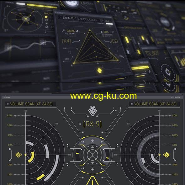 AE模板-100组科技感UI用户界面HUD屏幕元素动画包的图片1