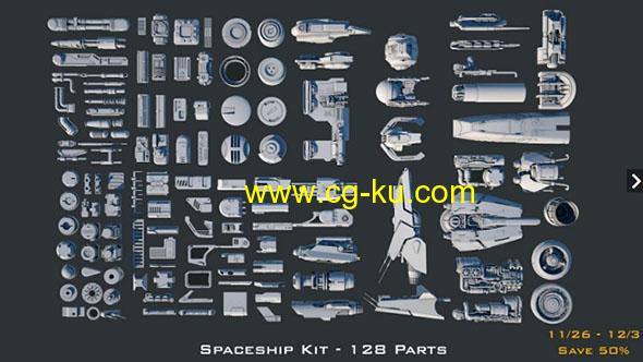 128个太空飞船相关零部件3D模型的图片1