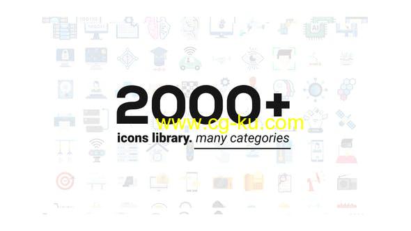 AE模板-2000+扁平化MG图形常用日常生活办公建筑婚礼图标动画 2000+ Animated Icons Library的图片1