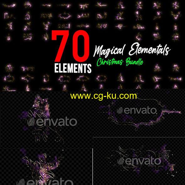 70个圣诞节日装饰元素魔法粒子4K视频素材的图片1