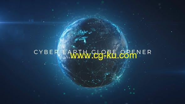 AE模板-三维点线粒子网络地球文字标题开场 Cyber Earth Globe Opener的图片1