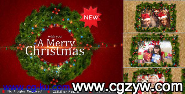 AE模板-欢乐圣诞节霓虹灯装饰照片相册展示 VideoHive Christmas Album的图片1