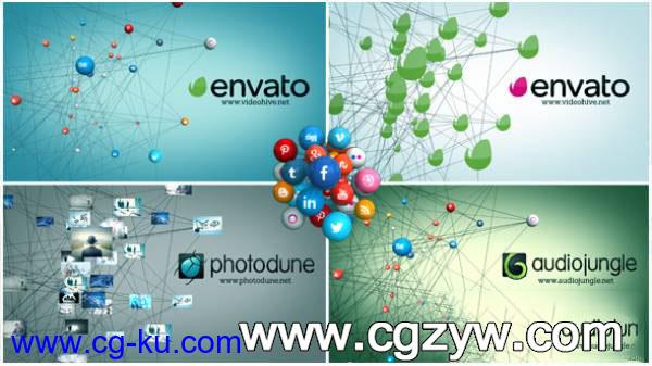 AE模板-社交网络图谱关系Logo图标小球连线 VideoHive Social Network的图片1