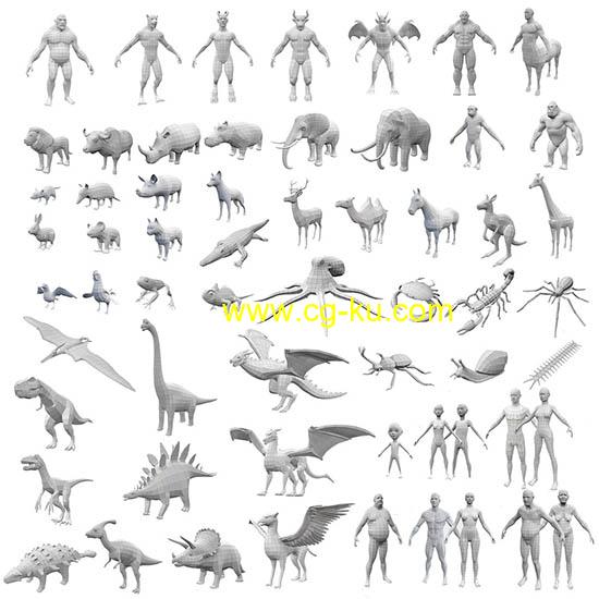 60组基础网格人物动物昆虫怪物等3D模型的图片2