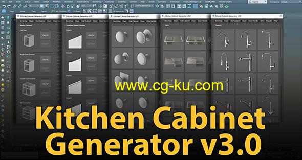 厨房模型生成预设插件 Kitchen Cabinet Generator v4.0 for 3ds Max 2016-2022的图片1