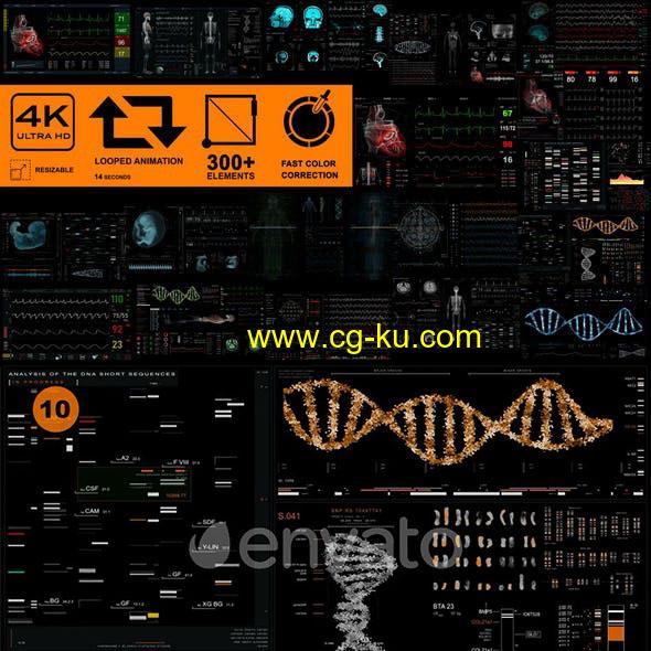 AE模板-300+科技感HUD医疗人体医学心电图DNA心脏科幻元素UI动画工具包的图片1