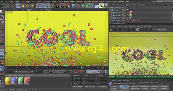 C4D Octane基础教程讲解小球汇聚文字三维动画的图片1