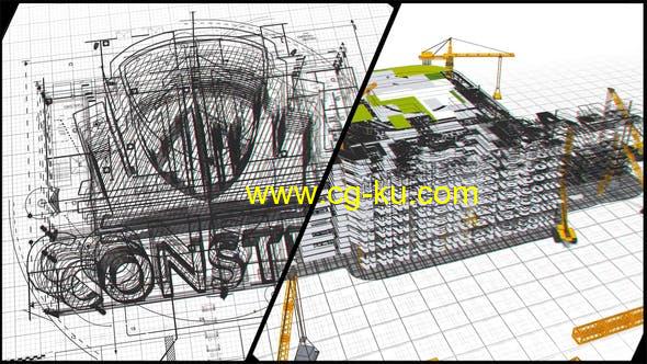 AE模板-建筑标志蓝图绘制线描logo开场动画 Construction Logo的图片1