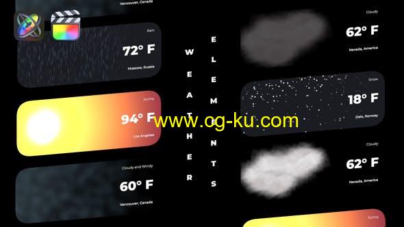 FCPX插件-6个很酷天气预报图标元素动画 Weather Elements的图片1