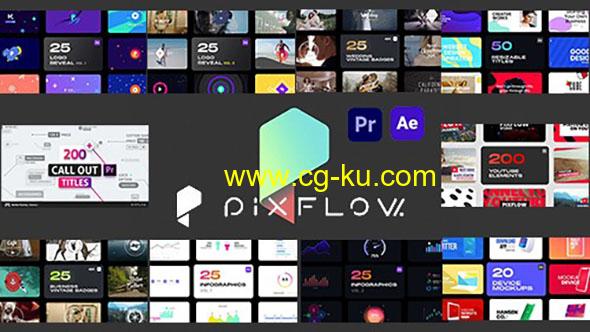 AE/PR脚本-Pixflow合集1000+社交字幕条文字标题排版标注图形背景动画的图片1