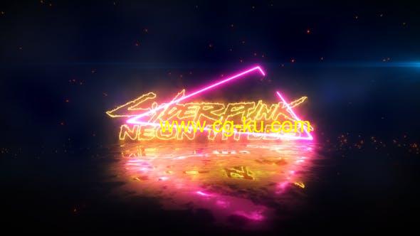 AE模板-炫酷赛博朋克火花粒子logo动画开场 Cyberpunk Neon Title的图片1