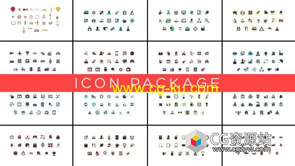 AE模板-328个建筑商业教育能源金融扁平化图标动画 Icon Package的图片1