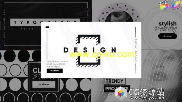 FCPX插件-5组时尚文本标题排版视频片头 Monochrome Typography的图片1
