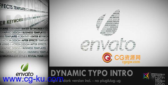 创意动态文字logo汇聚AE模板，Dynamic Typo Intro的图片1