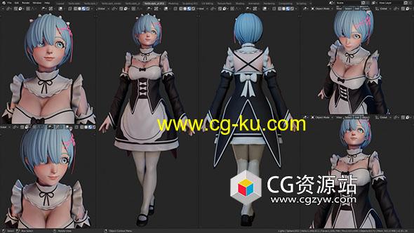 Blender卡通动漫角色Rem模型雕塑视频教程的图片1