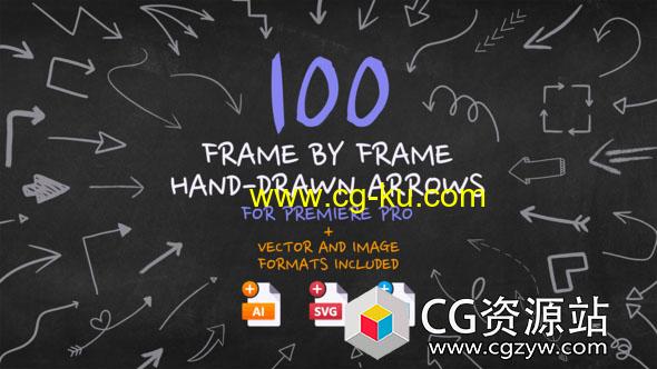 PR模板-100个手绘箭头动画元素 100 Frame By Frame Animated Arrows的图片1