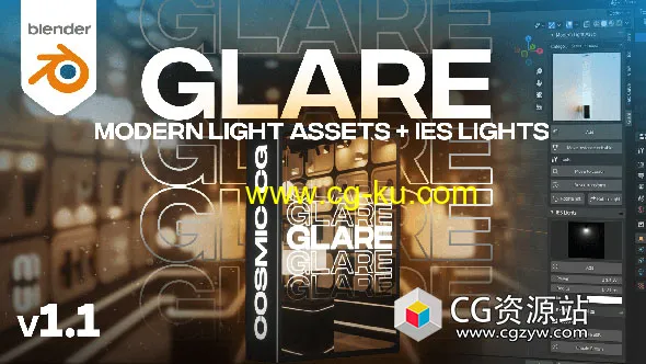 Blender 80组现代室内灯具灯光插件预设 Glare V1.1 – Modern Light Asset + Les Light的图片1