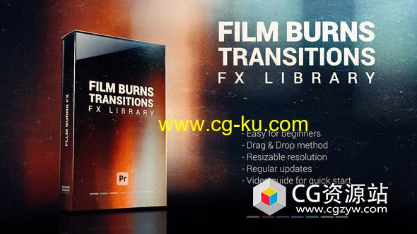 PR模板-炫光漏光光效转场预设 Film Burns Transitions & FX Pack的图片1