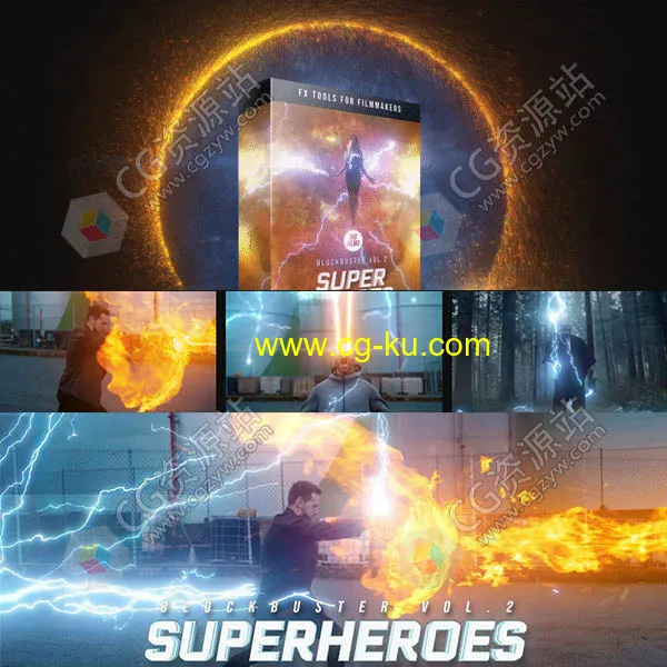 242个超级英雄魔法能量电流雷电火焰传送门电影特效合成视频素材的图片1