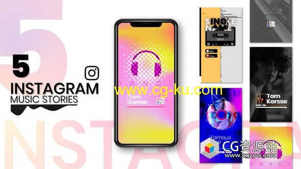 AE模板-5个竖屏音乐波形可视化工具 Instagram Story Music Visualizer的图片1