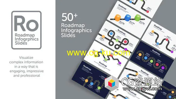 AE模板-50组城市线路数据可视化信息图表动画 Roadmap Infographic Slides的图片1