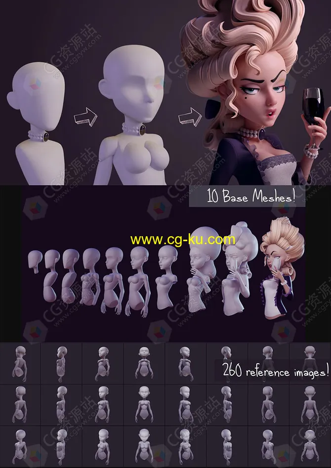 Blender/Zbrush人物角色基础网格模型+使用教程的图片1