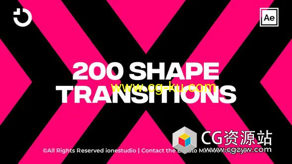 AE模板-200+创意多彩MG图形遮罩转场动画 200+ Shape Transitions的图片1