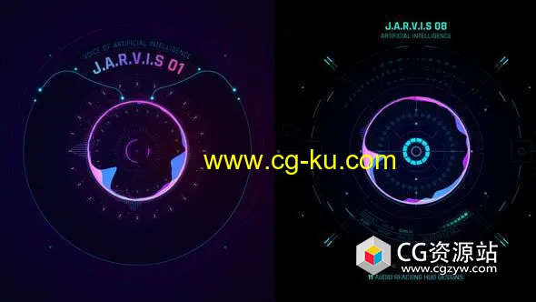 AE模板-11种科技感HUD音频波形可视化动画 HUD Jarvis的图片1
