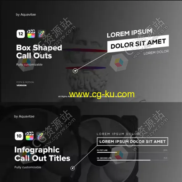 FCPX插件-22种线条呼出框形标注文字标题动画的图片1