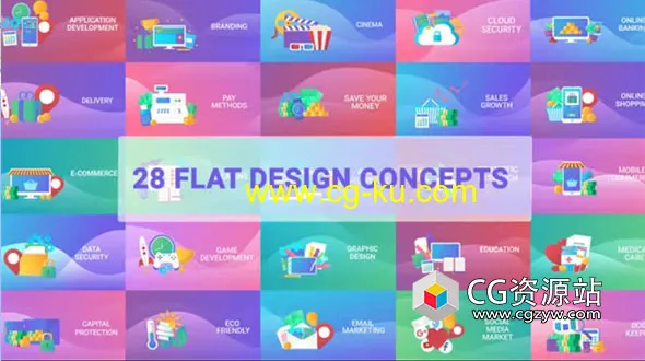 AE模板-28组4K概念场景扁平化MG动画 Flat Designs Concepts的图片1