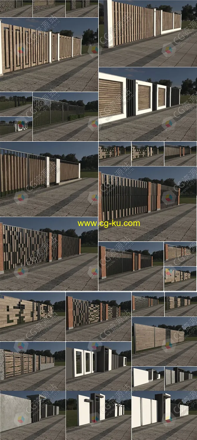 30组高品质围栏护栏篱笆3D模型(MAX/FBX/OBJ格式)的图片1