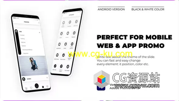AE模板-黑白色安卓手机APP宣传展示片头 Dynamic Android App Promo的图片1