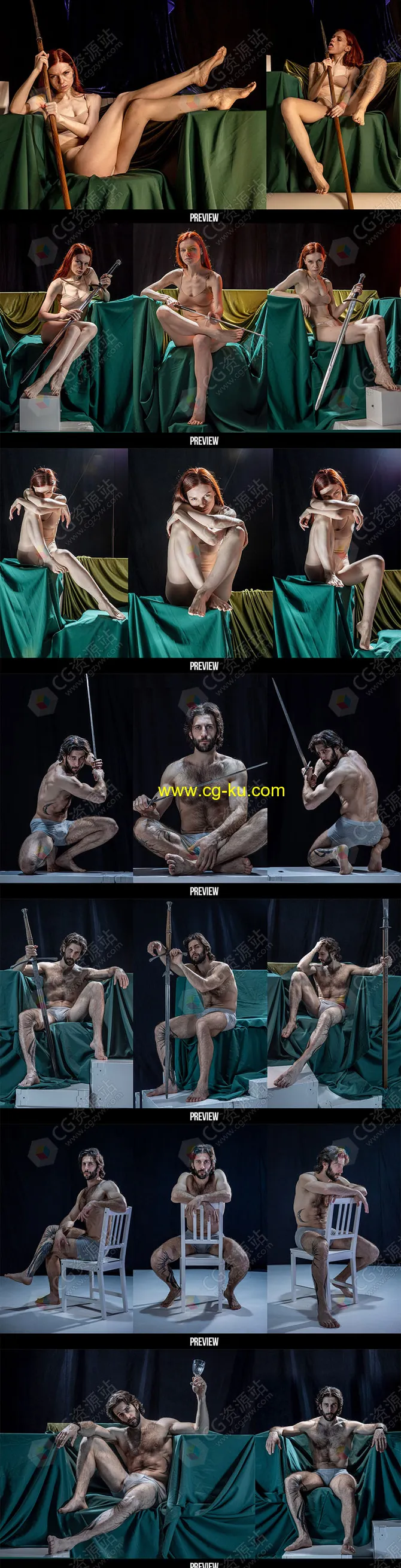 730张男性和女性坐姿艺术姿势造型高清参考图片的图片1