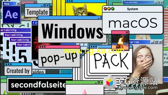 AE模板-系统窗口弹窗警报面板UI动画 Windows macOS Pop-up Pack的图片1