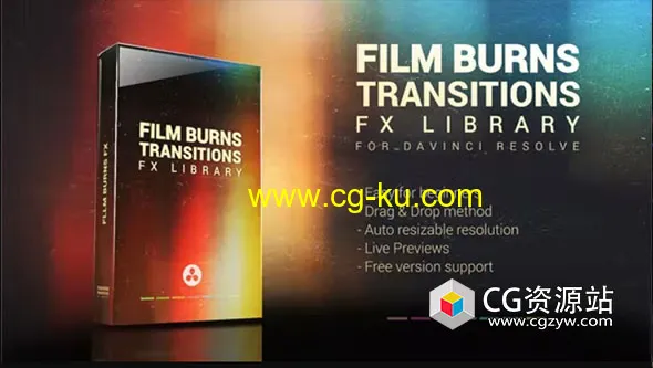 达芬奇模板-胶片复古光效叠加特效转场包装预设 Film Burns Transitions的图片1