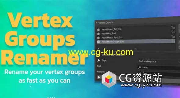 顶点组批量重命名Blender插件 Vertex Groups Renamer – Vgr的图片1