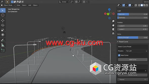 Blender城市道路道具立交桥人行道路灯插件 City Road Builder V1.0的图片1