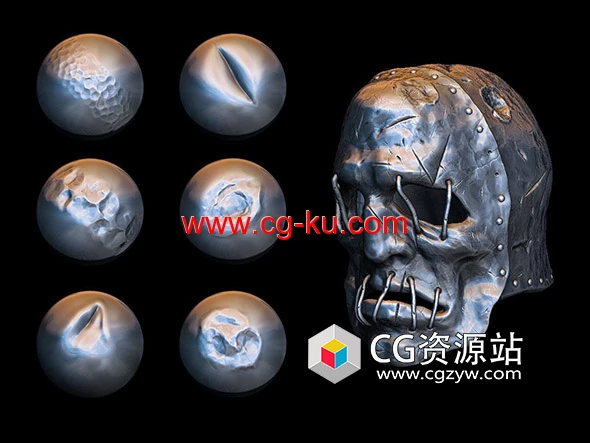 Zbrush金属表面损坏笔刷预设的图片1