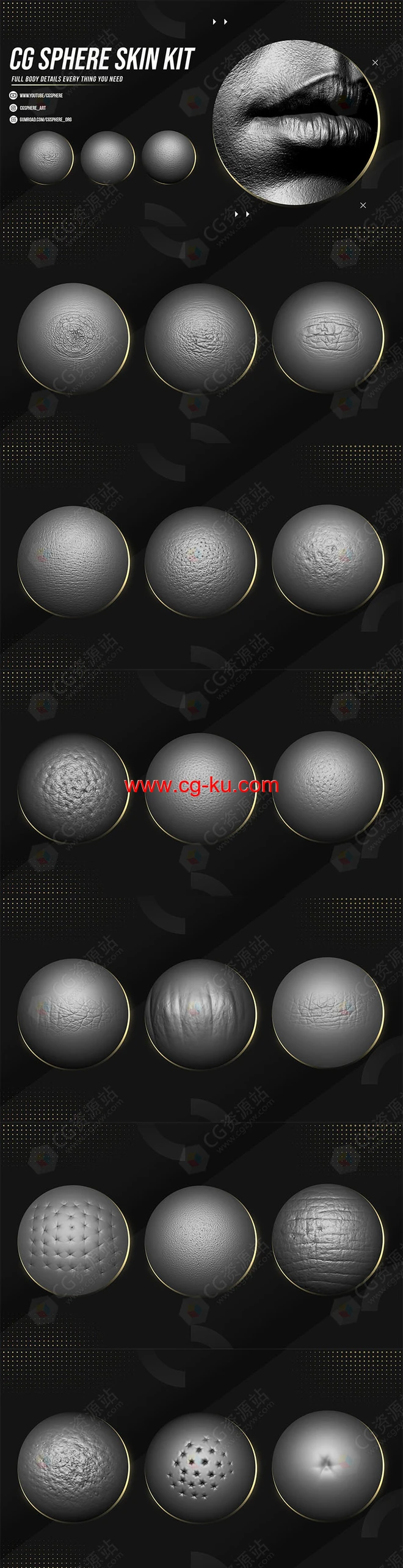 CGSphere Skin Alpha皮肤毛孔皱纹贴图素材的图片2