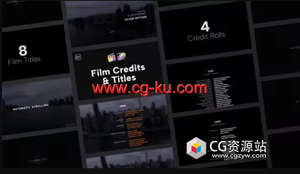 FCPX插件-电影预告片文字标题片尾字幕动画 Film Credits & Titles的图片1