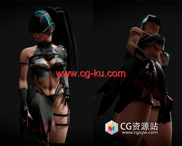 高质量科幻战斗女性角色3D模型 fbx/obj/blend格式的图片1