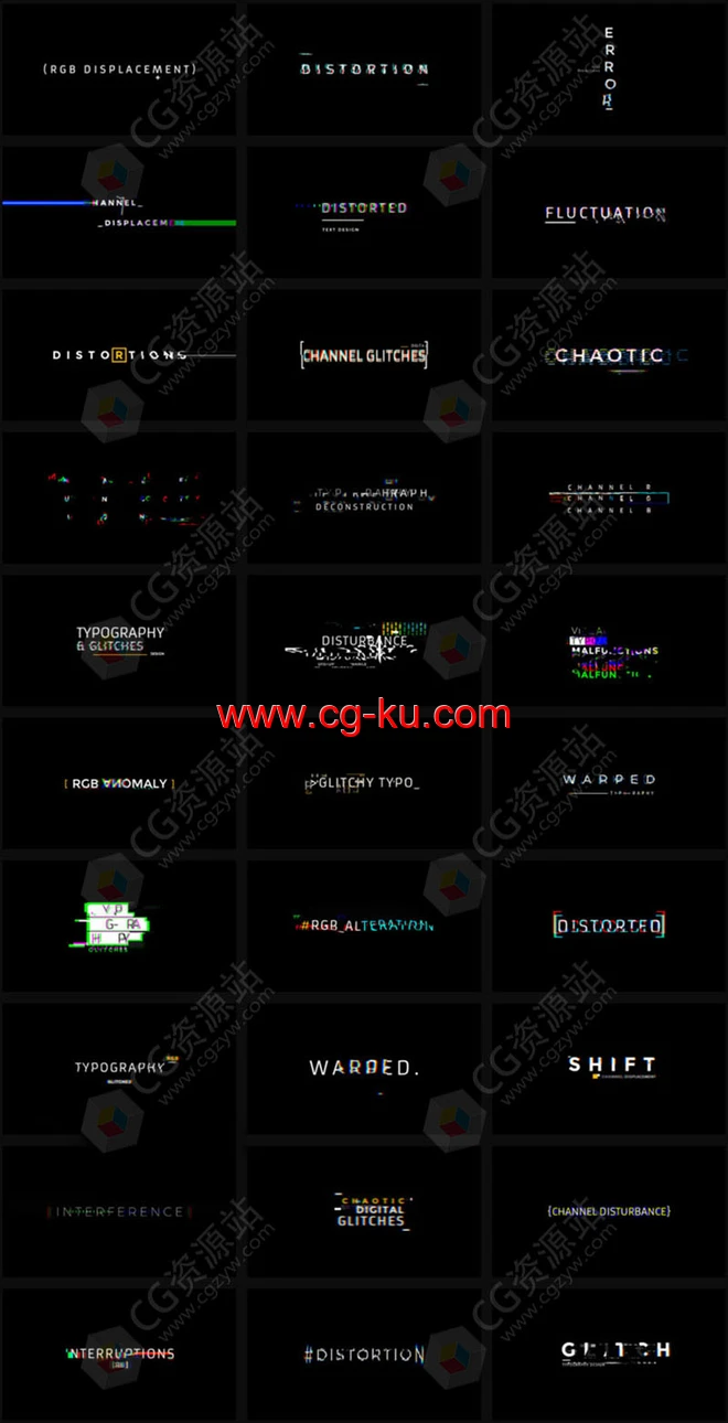 FCPX插件-30组科技感信号损坏毛刺色彩分离文字标题字幕动画预设 Glitch的图片2