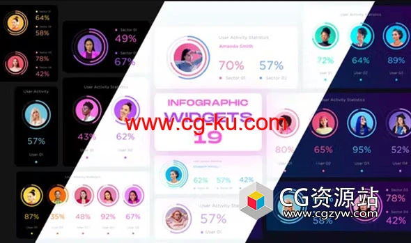 AE模板-用户活动信息图形小部件元素包 User Activity Infographic Widgets Pack的图片1