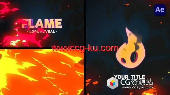 AE模板-卡通火焰LogoMG动画 2D Cartoon Fire Tornado Logo Reveals的图片1