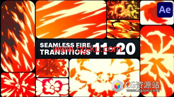 AE模板-10组动态火焰燃烧无缝视频转场预设 Seamless Fire Transitions的图片1