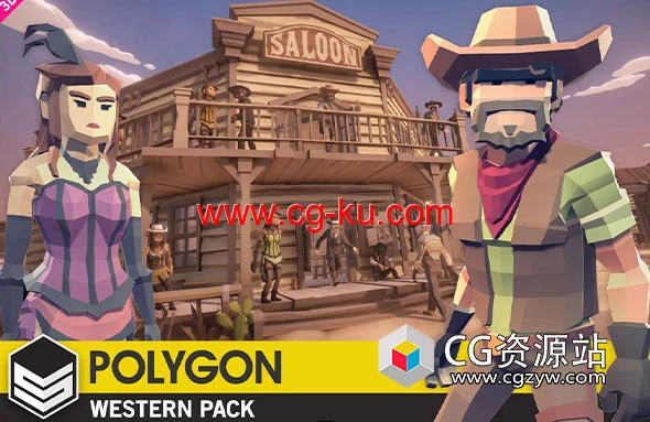 Unity低多边形游戏资产包角色道具武器 POLYGON Western – Low Poly 3D Art 1.08的图片1